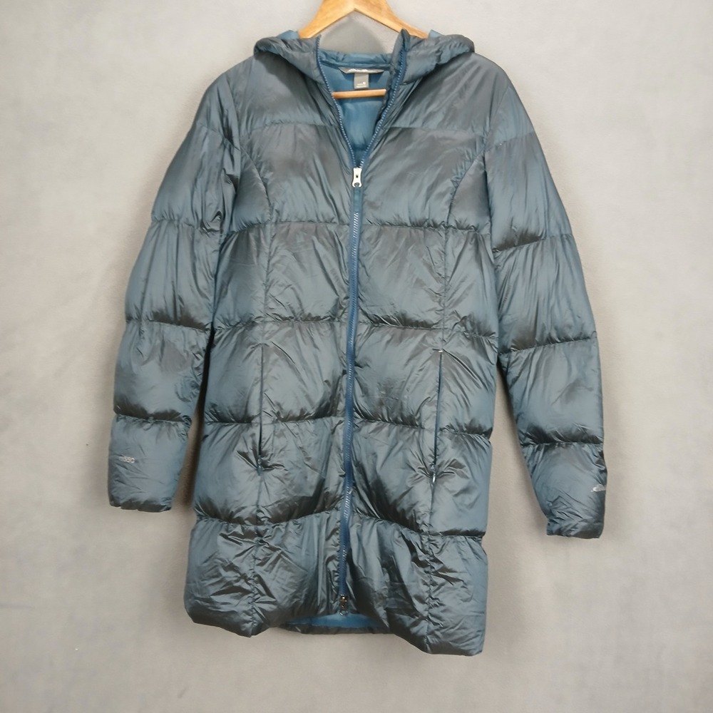 Eddie‎ Bauer Luna Peak Puffer Jacket Womens M Blue Down Water Resistant Hooded